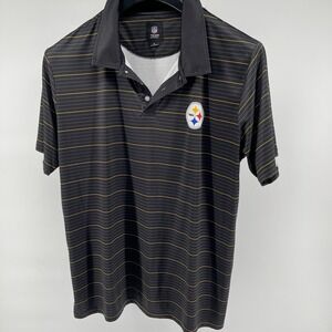 Pitsburg Stealers NFL Team Polo Shirt Mens XL Black Striped